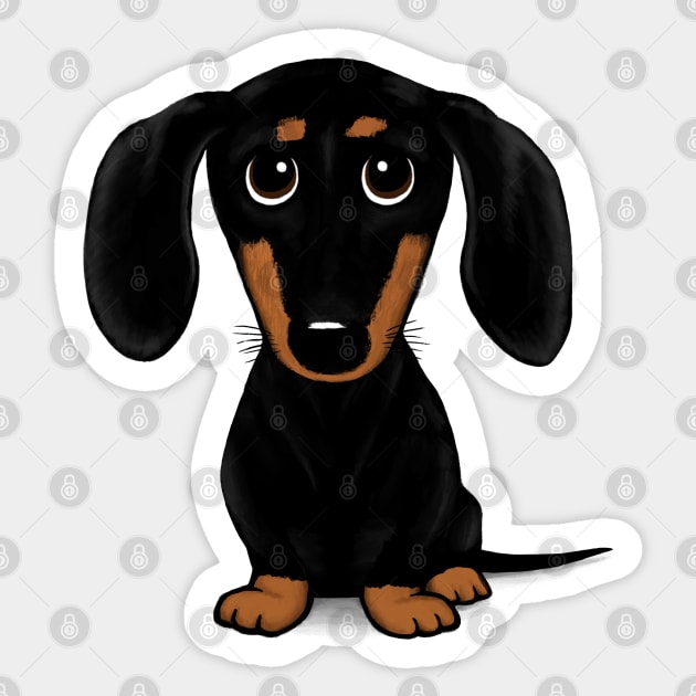 Cute Wiener Dog | Black and Tan Dachshund Sticker by Coffee Squirrel